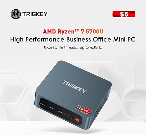 Miniatura 2 de TRIGKEY Ryzen 7 Mini PC 8 Core 16 hilos Mini computadora OS PC de escritorio 5700U (hasta 4.0GHz) 32G DDR4+500G NVME SSD 15W TPD Micro PC  8Core