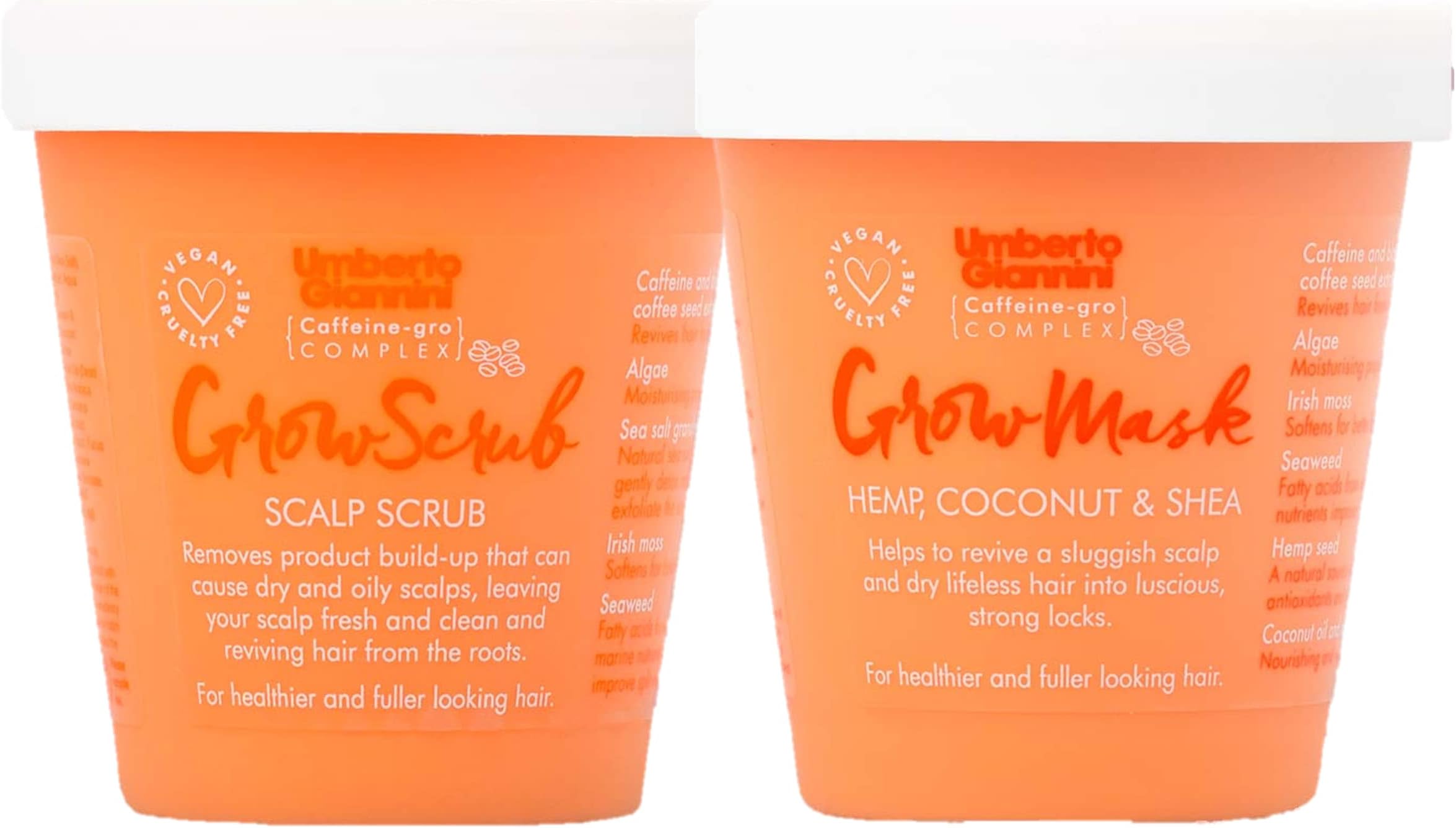 Grow Long Hair Growth Treatment Set, Vegan & Cruelty Free Grow Scrub Scalp Exfoliator & Grow Mask with Caffeine-Gro Complex, 2 Pack