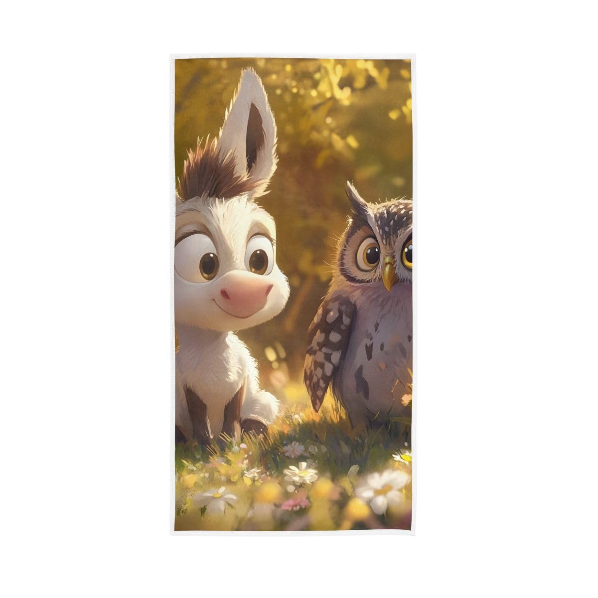 LSRCPD Cute Little Donkey Owl Farmhouse Hand Towels Bathroom, Hand Towel for Bathroom, Travel, Camp, Hotel, Spa 15 x 30 Inches