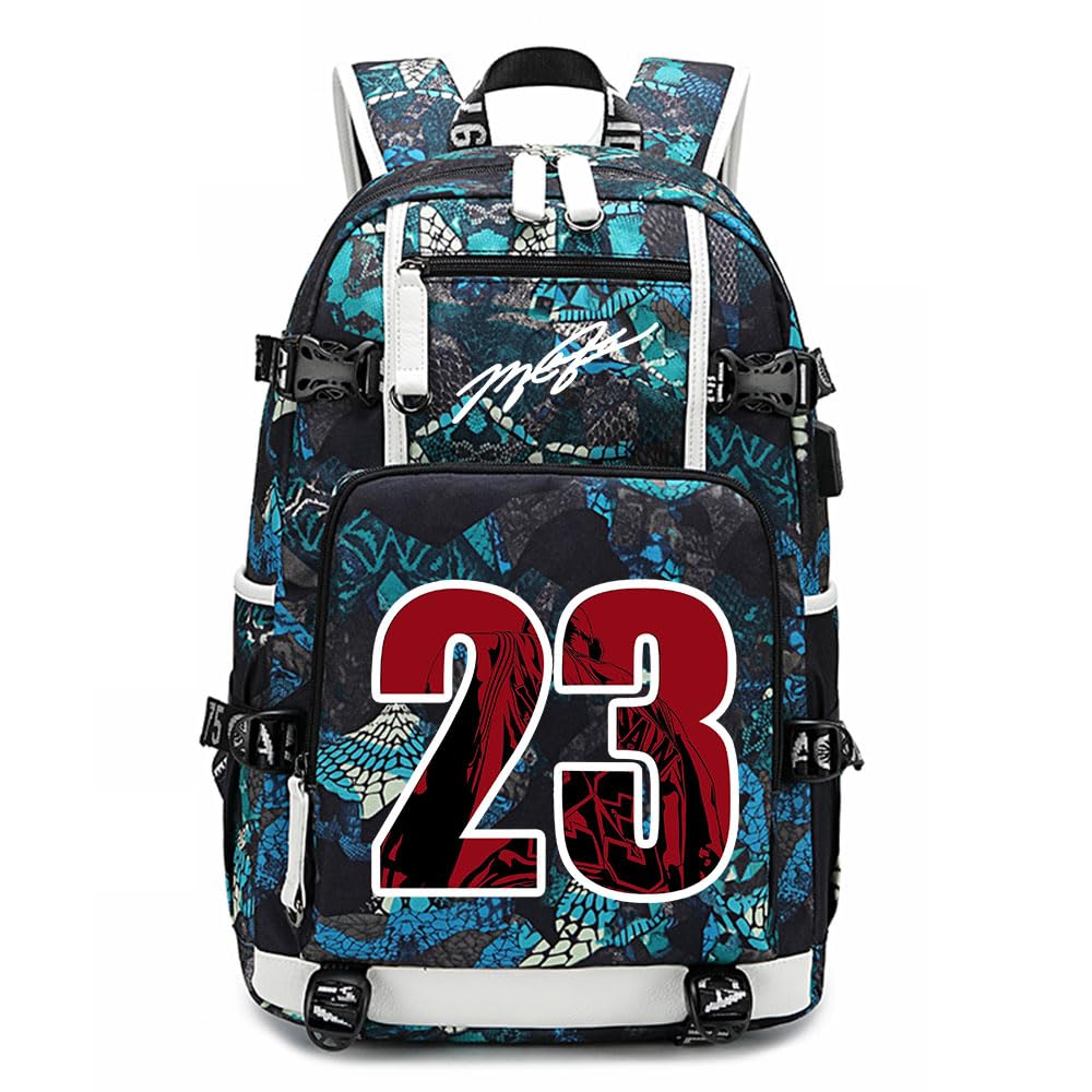 Txiujou Basketball Player 23 Student School Bag, Laptop Backpack, Ultra-Light Travel Bag, For Men And Women (Blue-Green2)