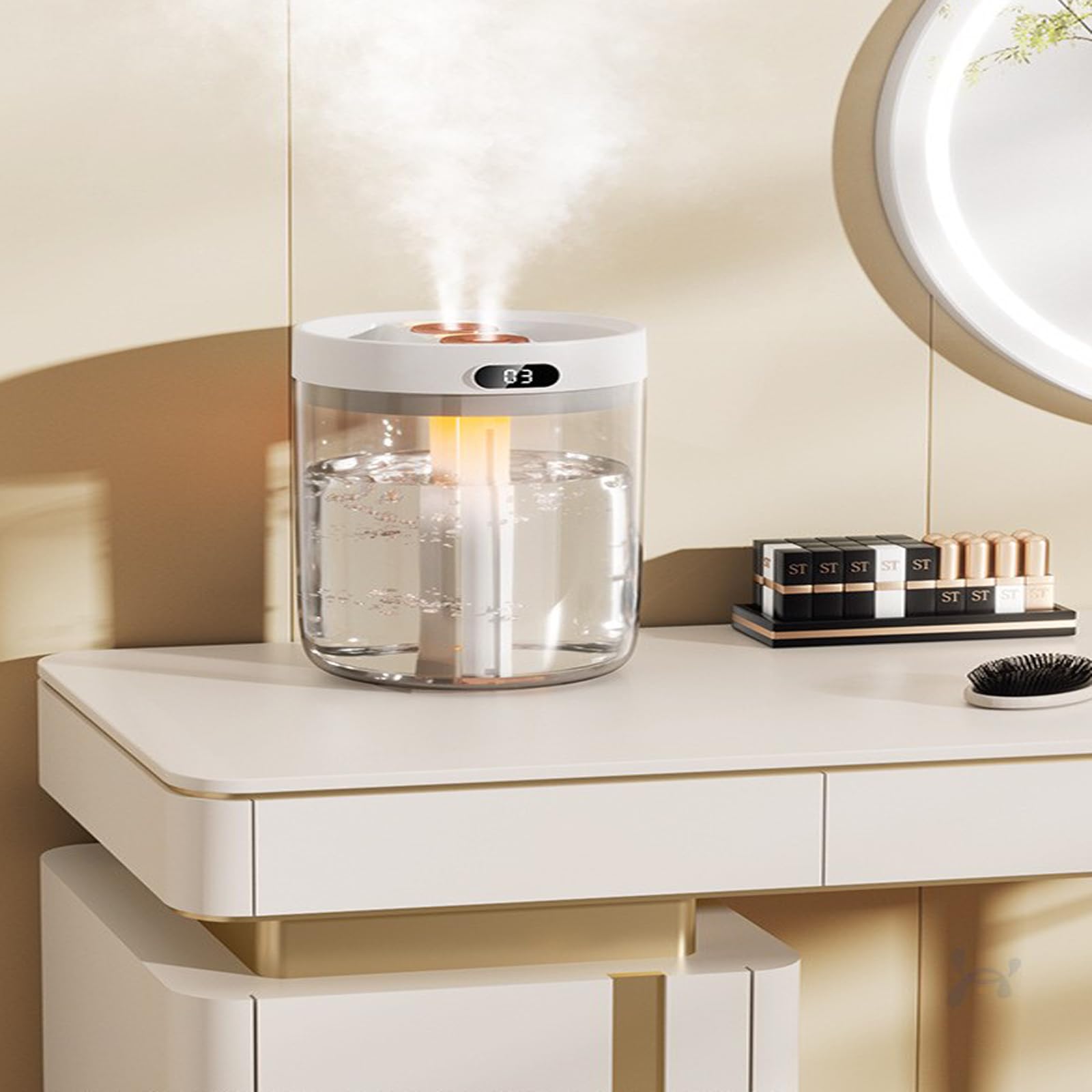 Humidificadores para dormitorio, relleno superior de 1.5 L, humidificador de niebla fría de gran tamaño con difusor de aceite y luz nocturna, humidificadores ultrasónicos silenciosos para el