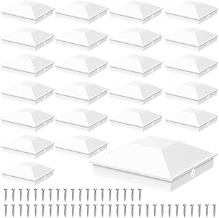 Goovilla 4x4 Post Caps White(Actual 3.5" x 3.5"), 24 Pack Fence Post Caps with 48 Screws and Easy Installation,Sturdy Waterproof Plastic Deck Post Caps with Frosted Finishing Touch, Protect Wood Post
