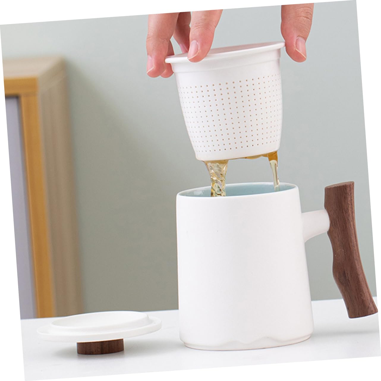 Taza De Cerámica Con Infusor y Filtro Diseño Elegante Con Mango Para Café y Té Uso Casa Oficina y Restaurante