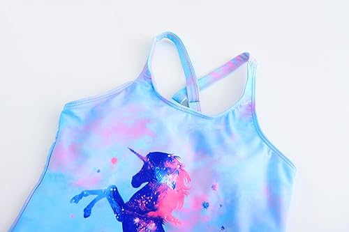 Miniatura 3 de Traje de baño de unicornio de una pieza de sirena para niñas pequeñas, conjunto de dos unidades