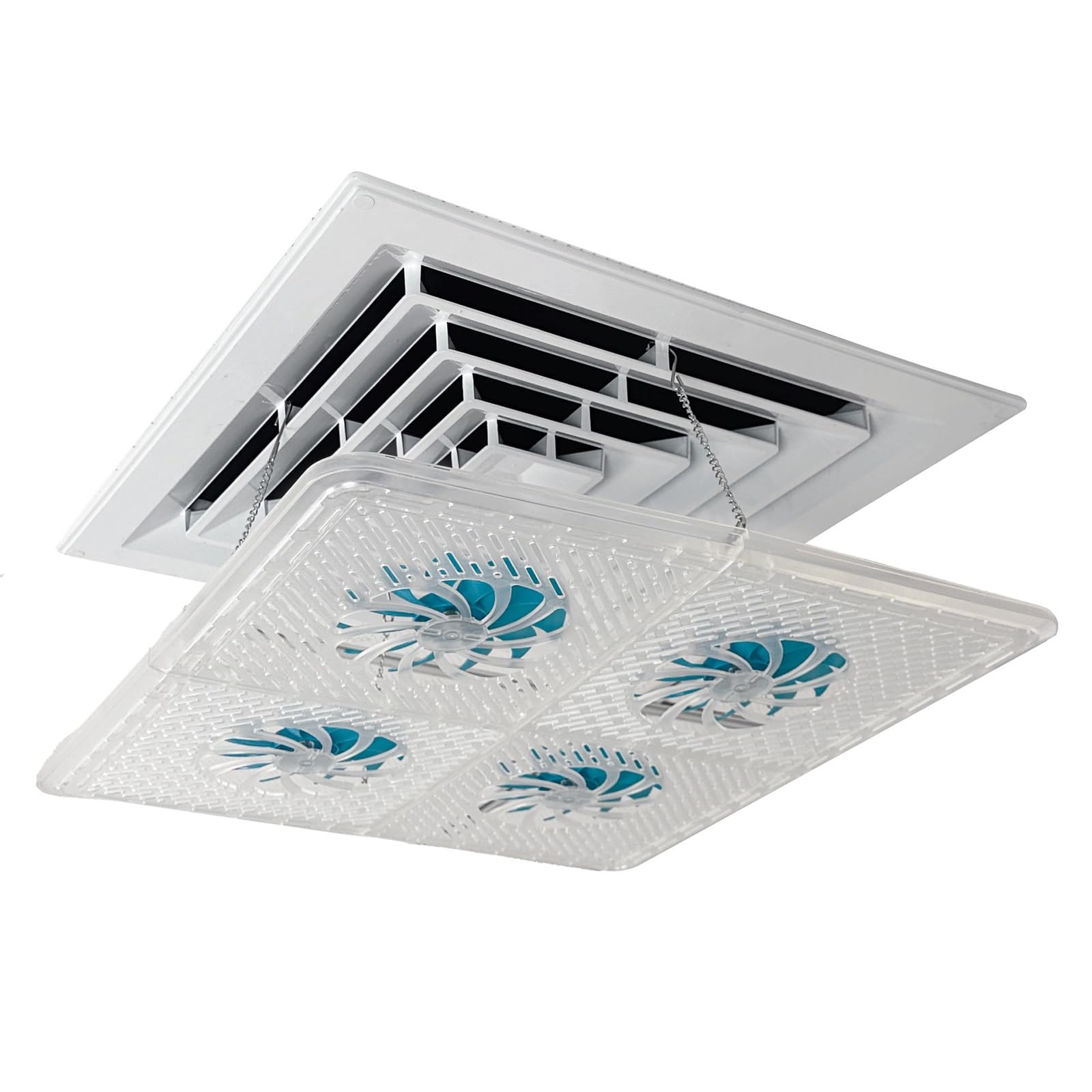 YGER JZGB Ceiling Vent Deflector, Air Conditioning Deflector with Fan Design, Silent Bearing, Stainless Steel Hook, for Ceiling Top Vent