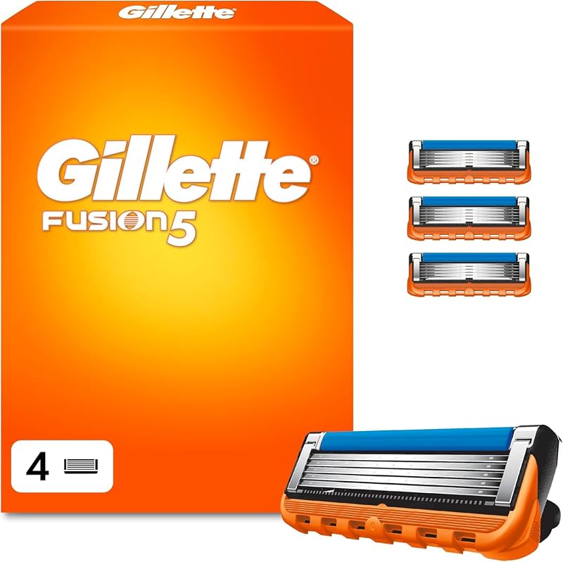 Gillette Fusion 5 Refis de Lâminas para Barbear Masculino, 4 Lâminas Originais, Orange