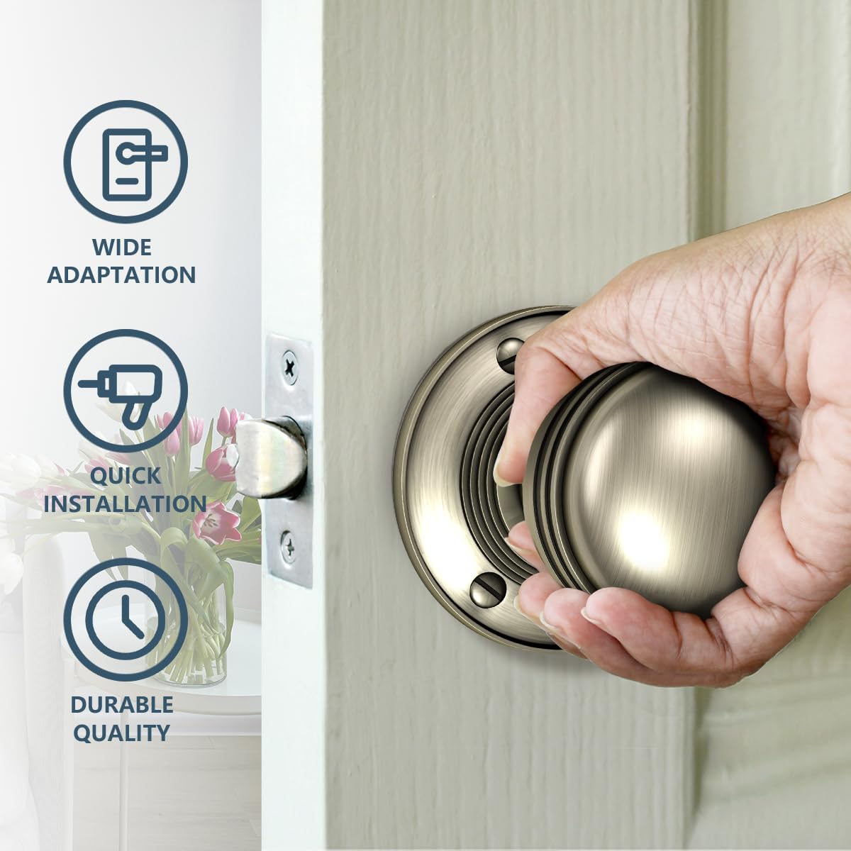 Bwintech 1 Set Ringed Mortice Door Knobs,Bronzed Finishing Pull Door Handle Knobs for Interal Doors - Image 3