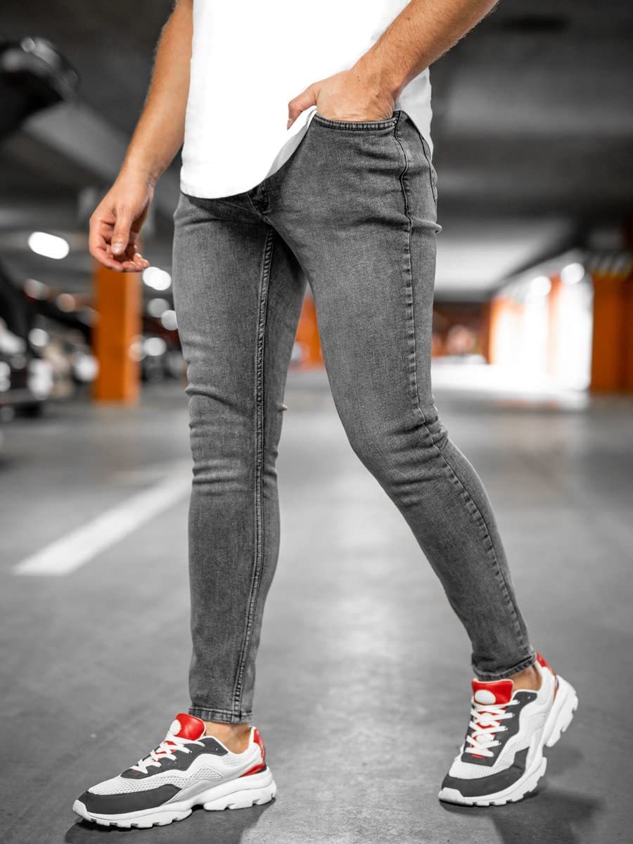 BOLF Hombre Pantalón Vaquero Jogger Denim Jeans de Algodón Sombreado Pantalón de Mezclilla Regular fit Trousers Outdoor Ocio Estilo Diario Mix 6F6