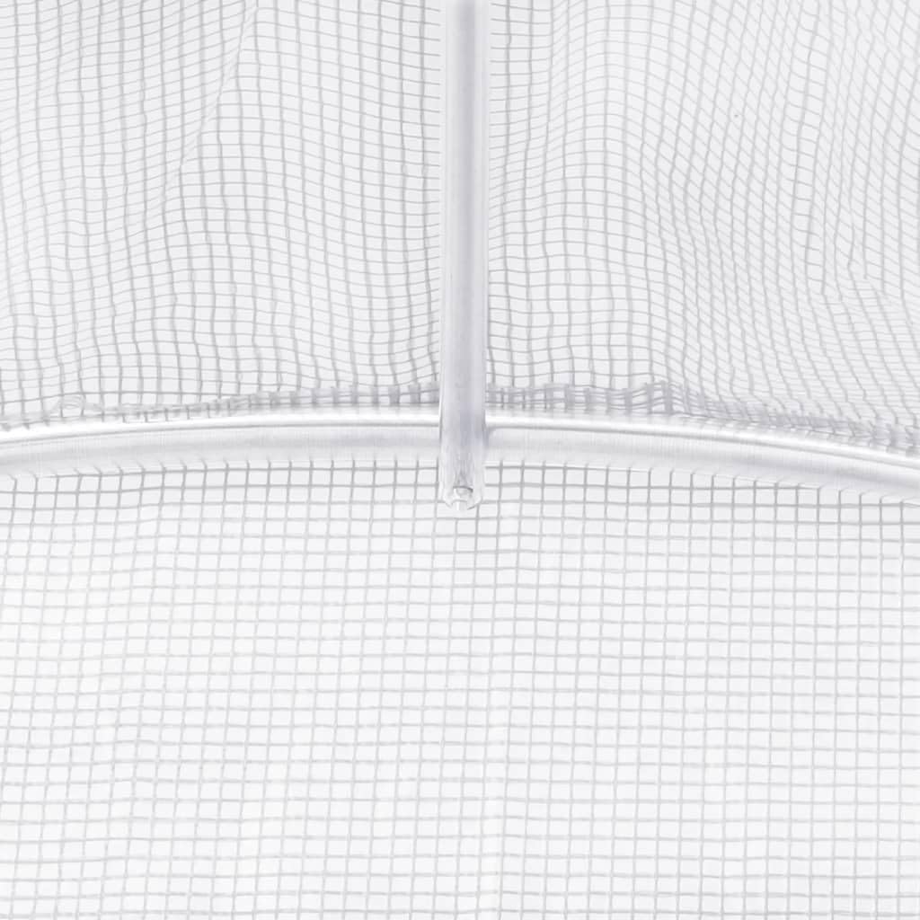 Homgoday Invernadero con Estructura de Acero Blanco 42 m² 14x3x2 m, Invernadero Caseta Jardín Terraza Plantas Semilla Cultivo Huerto Verduras Cubierta Casero
