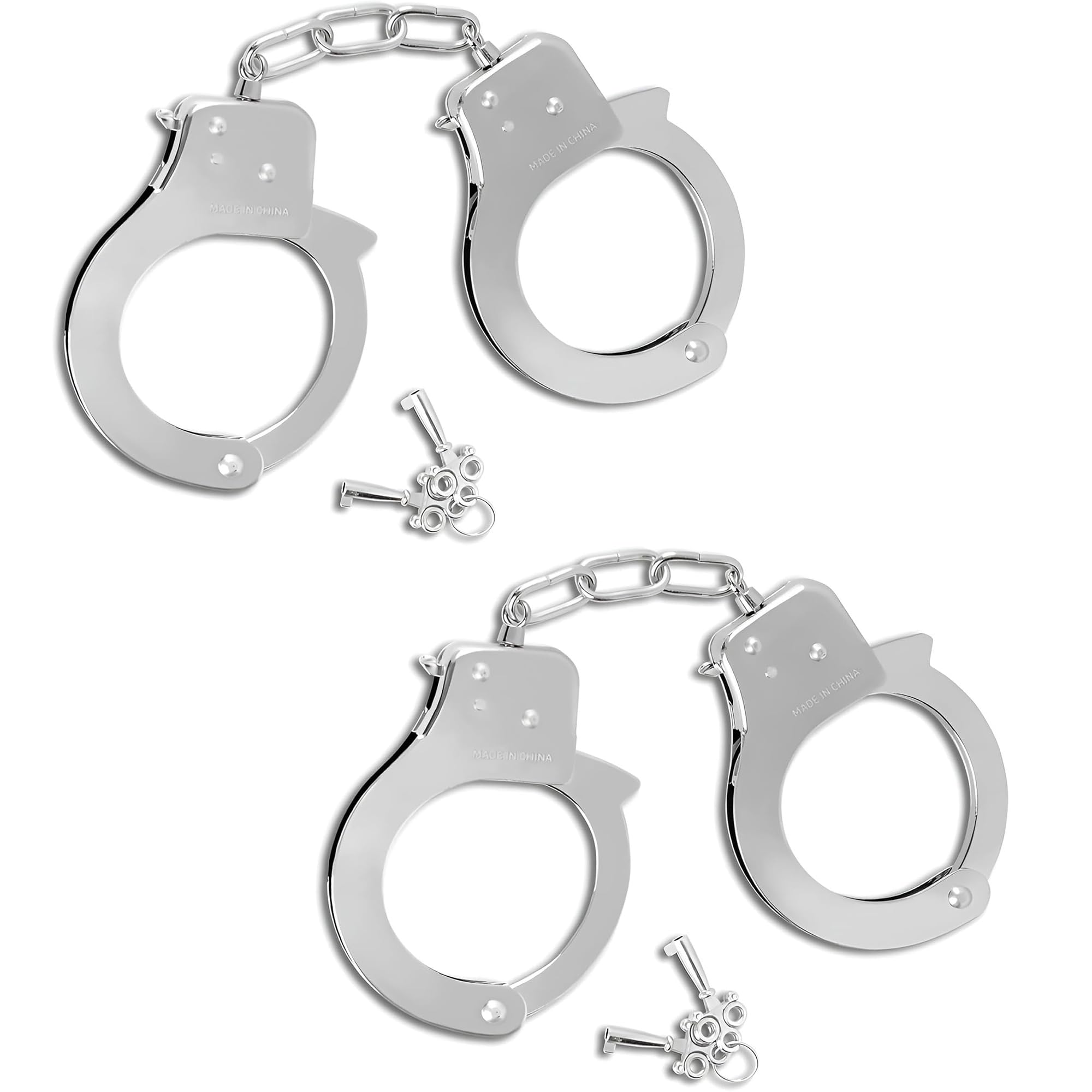 The Fancy Dress Metal Handcuffs With Keys | Silver Handcuff Adult Unisex Fancy Dress Costume for Cop, Prisoner & Gangster Theme Parties, Halloween & Book Week Props (2)