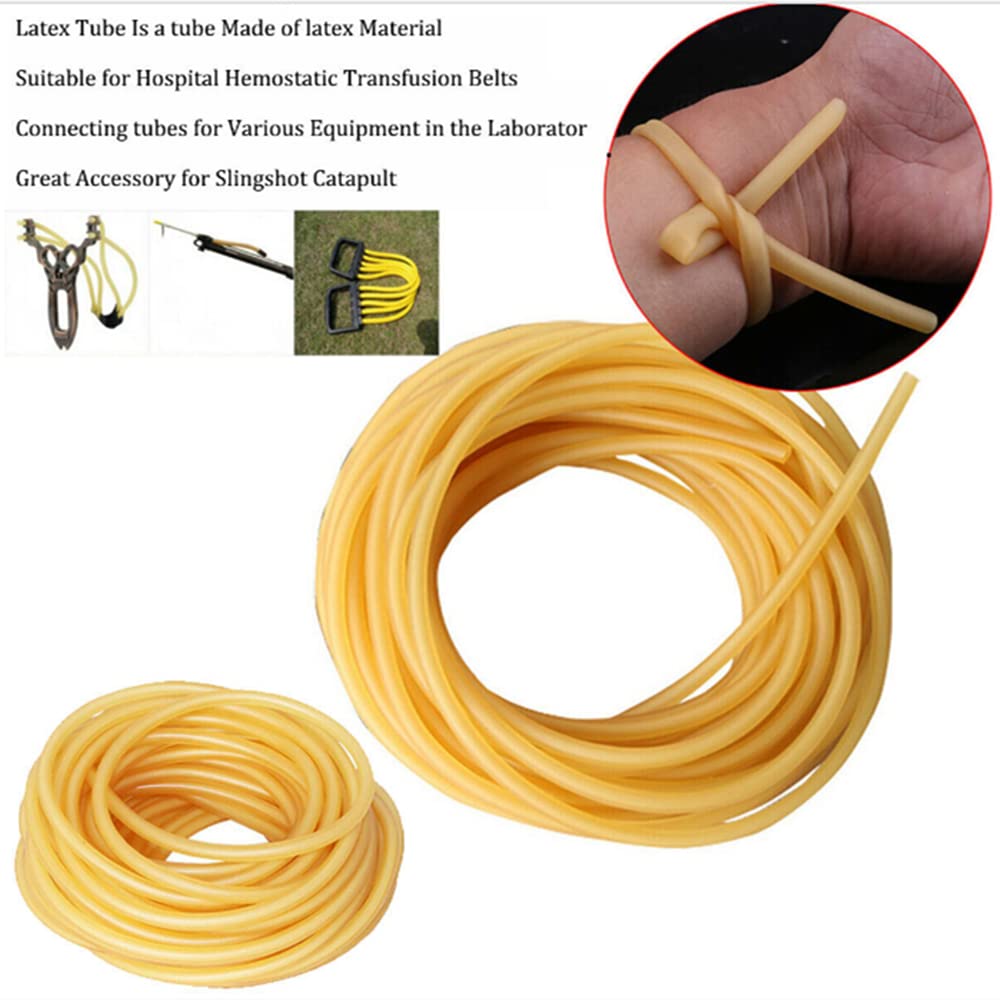 Heloawei Natural Latex Rubber Band, 32.8ft /10m, 3x6mm Skin Color Rubber Band Tube for Hunting Slingshot Catapult Outdoor Hunting