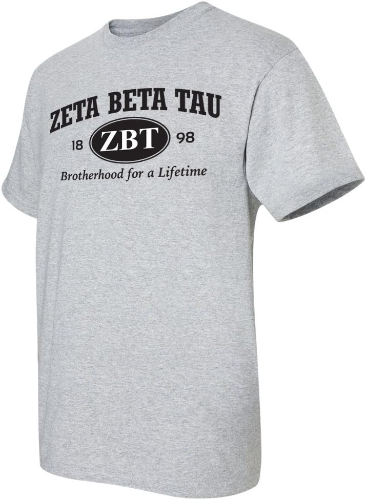 Zeta Beta Tau T-Shirt - Greek Letter Oval Sports Gray Tshirt