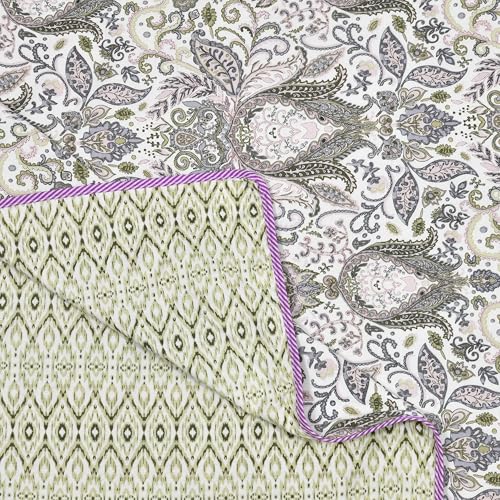 Image of Dohar Double Bed Cotton | AC Duvet Comforter | Reversible Summer Blanket Quilt | Sleeping Top Sheet All Weather (84 x 96, Purple Green, Pack of 1)