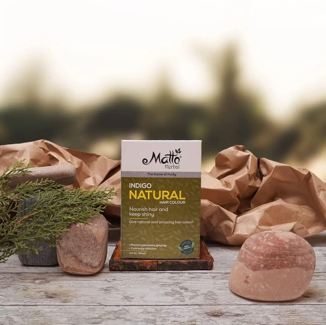 Matto Herbal Organic Powder Pack of 2 (Indigo + Natural Henna) 250gm|Herbal Hair Colour | Hides grey hair| Prevents hair thinning | Free From Harsh Chemicals | Suitable for All Hair Types-image-38