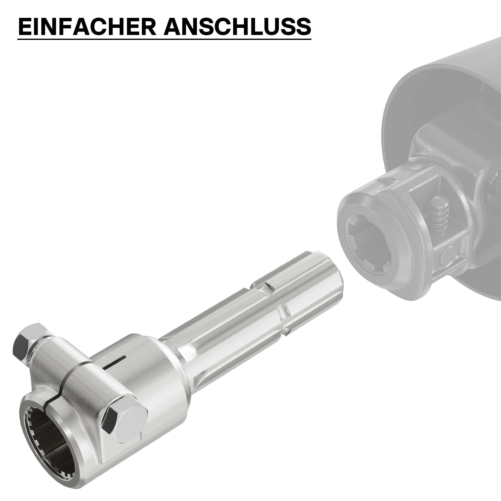 Wiltec Zapfwelle, PTO 160 mm Buchse mit Keilwellenaufnahme 1 3/8" Z21 für Ausgangswelle 1 3/8" Z6 Traktor