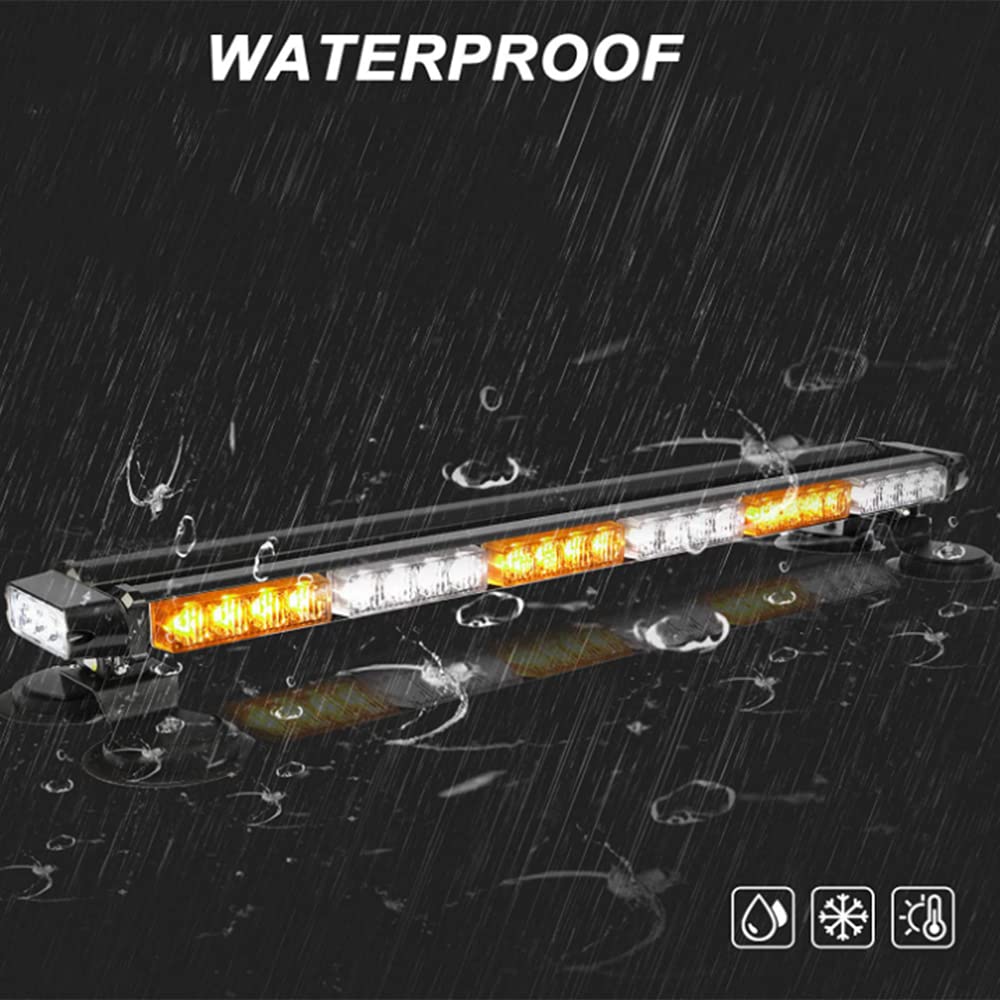 Riloer 54 LED stroboskop z podwójnym miganiem lampy błyskowej o wysokiej intensywności z podstawą magnetyczną, żółte światło + białe światło