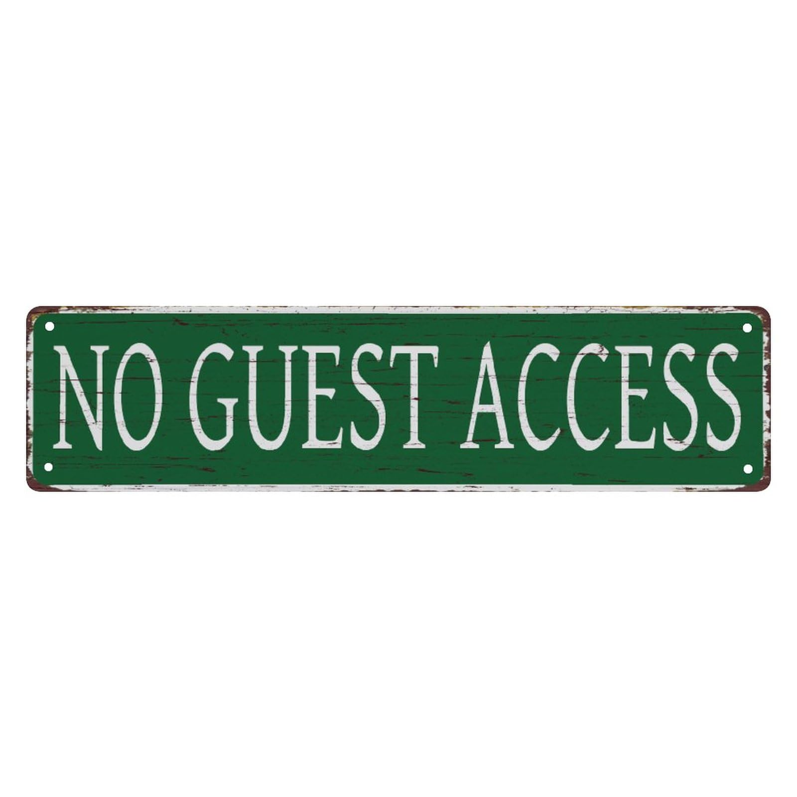 peiyeety Vintage Metal Tin Sign Decorative Wall Art No Guest Access Themed Sign, Rustic Style, Durable Waterproof Rustproof, For Home, Property, Restricted Area, Easy To Mount, 4x16 Inch