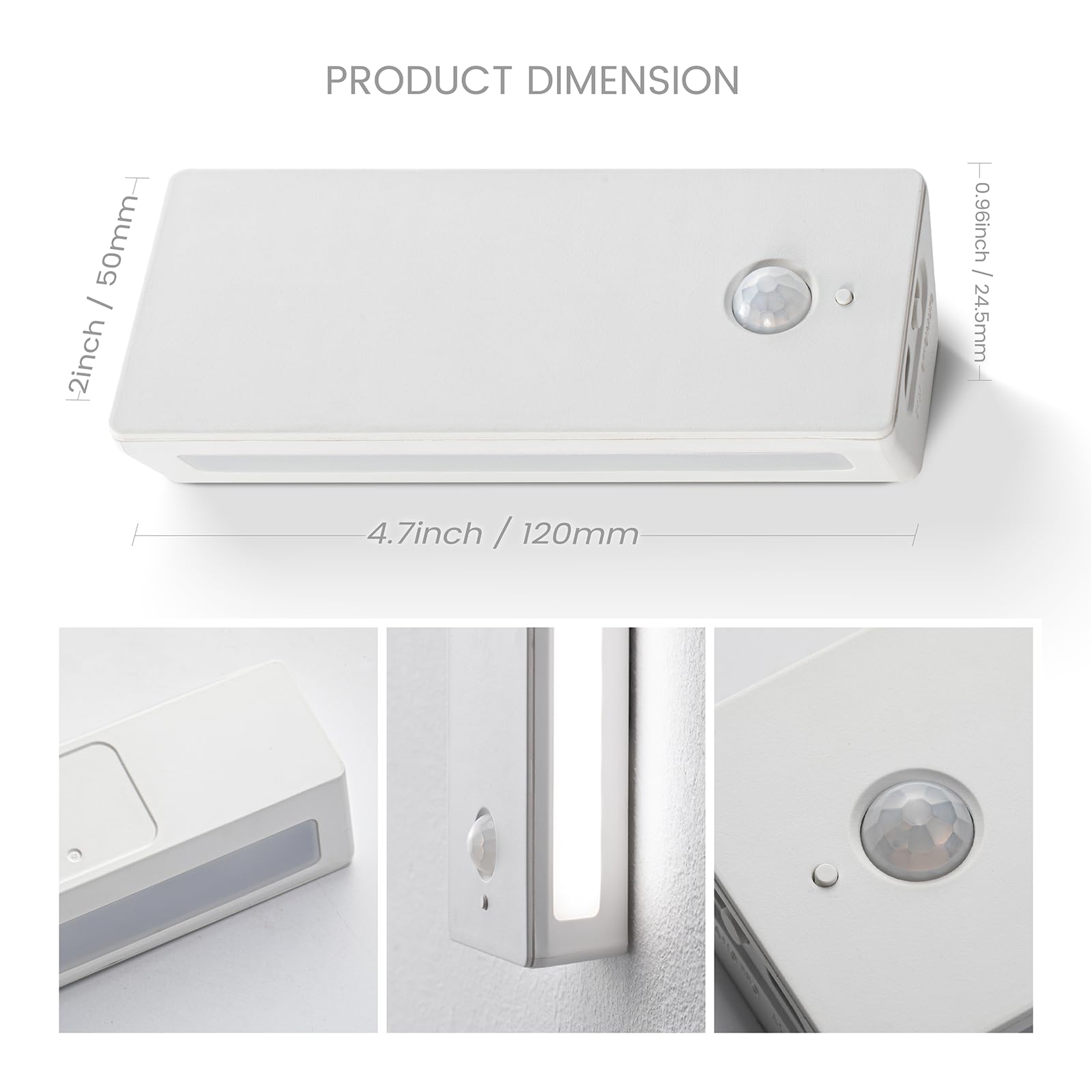 Luce notturna con sensore di movimento retroilluminata a LED, luce notturna ricaricabile, mini luci notturne adesive, luce morbida su due lati, magnetica, regolabile in 3 colori, per camera da letto