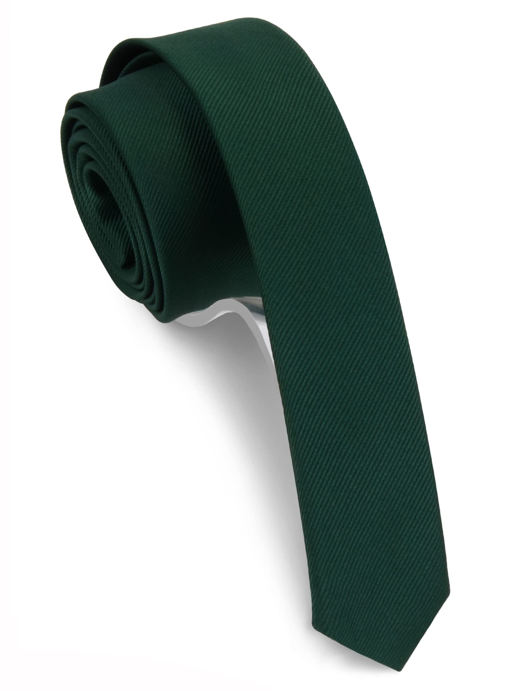 Gusleson Men's Dark Green Solid Ties For Skinny Tie Slim Necktie (Uk0801-02)