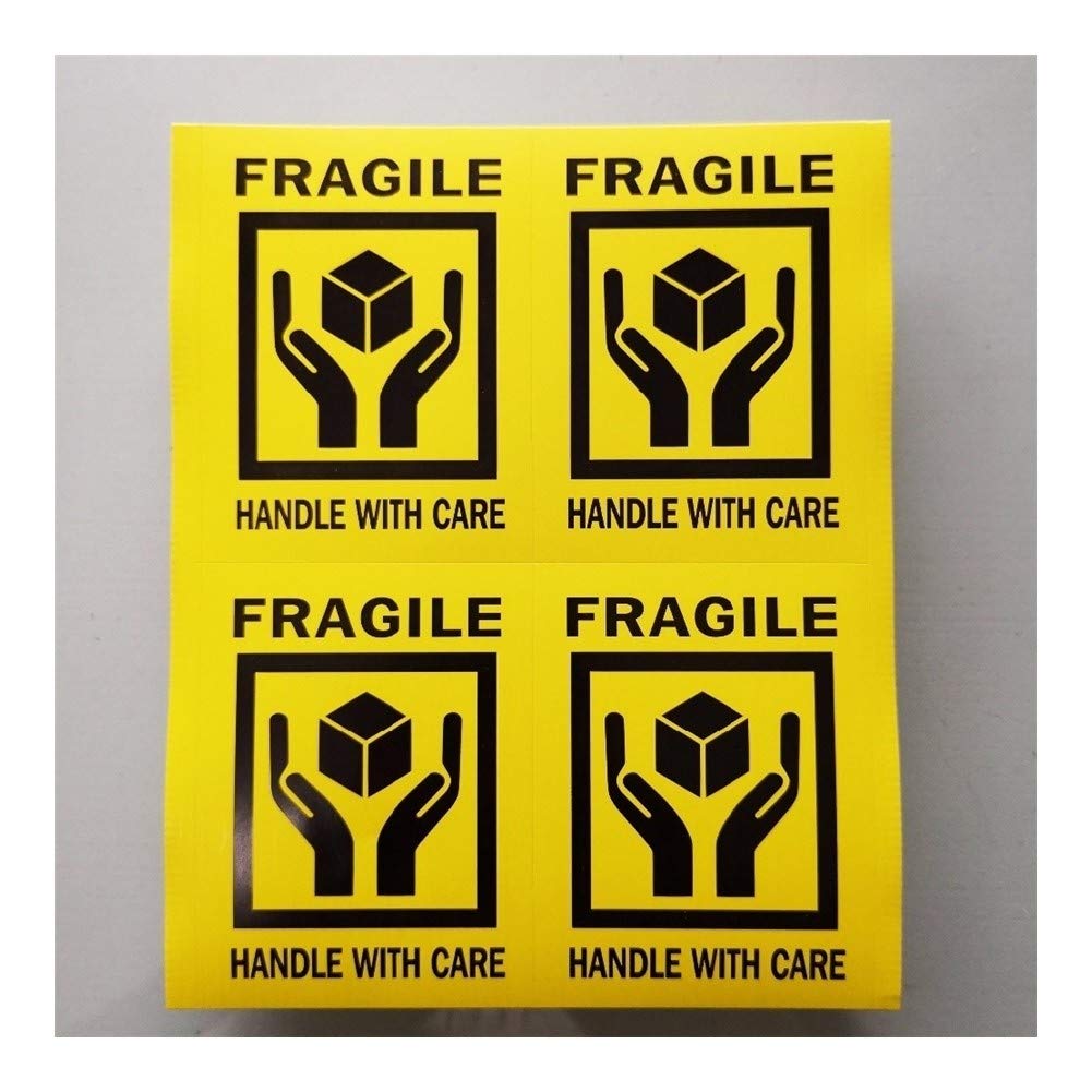 200pcs de POIGNÉE FRAGILE AVEC SOIN couleur jaune noir auto-adhésif Étiquette d'expédition Autocollant