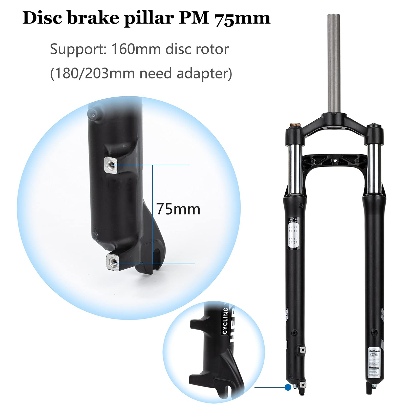 MTB Bici Forcella Fat Bike 26 Pollici Olio Primavera, Viaggio 100MM Blocco Manuale Lega Fat Bike Forcella Ammortizzata per 4.0 Pneumatico