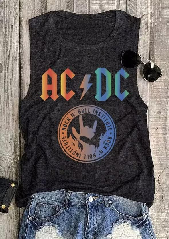 Rock & Roll Tank Tops for Women Rock Music Graphic Tees Shirt Summer Sleeveless Graphic Print Tank Top - Image 2