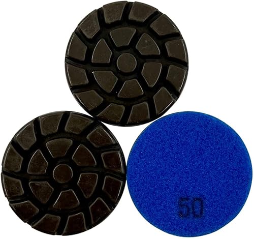 Miniatura 85 de Almohadillas de pulido de diamante de resina de 3 pulgadas, resina oscura, juego de 3, altura de segmento de 0.236 in, seco o húmedo, grano #50