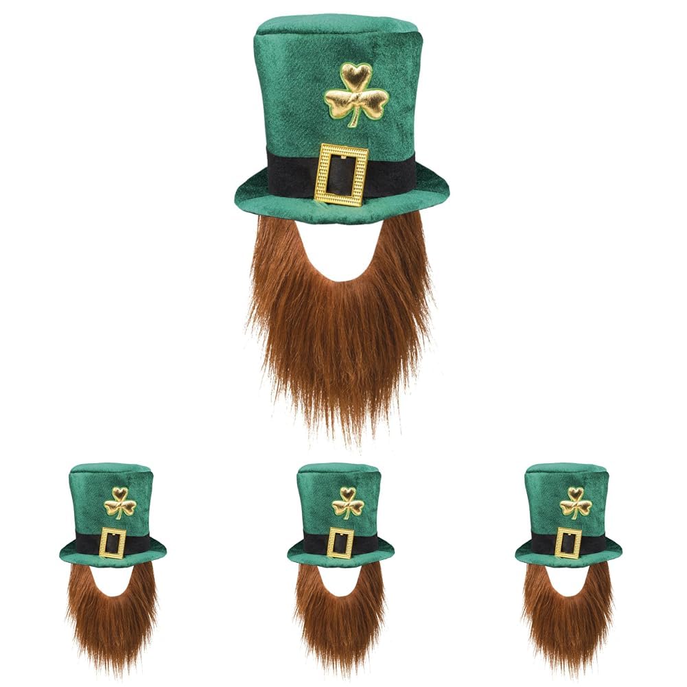 Boland 44907 Hut Leprechaun, Grüner Kobold, mit Bart, Mütze, Kopfbedeckung, Irland, St. Patricks Day, Glücksbringer, Karneval, Mottoparty