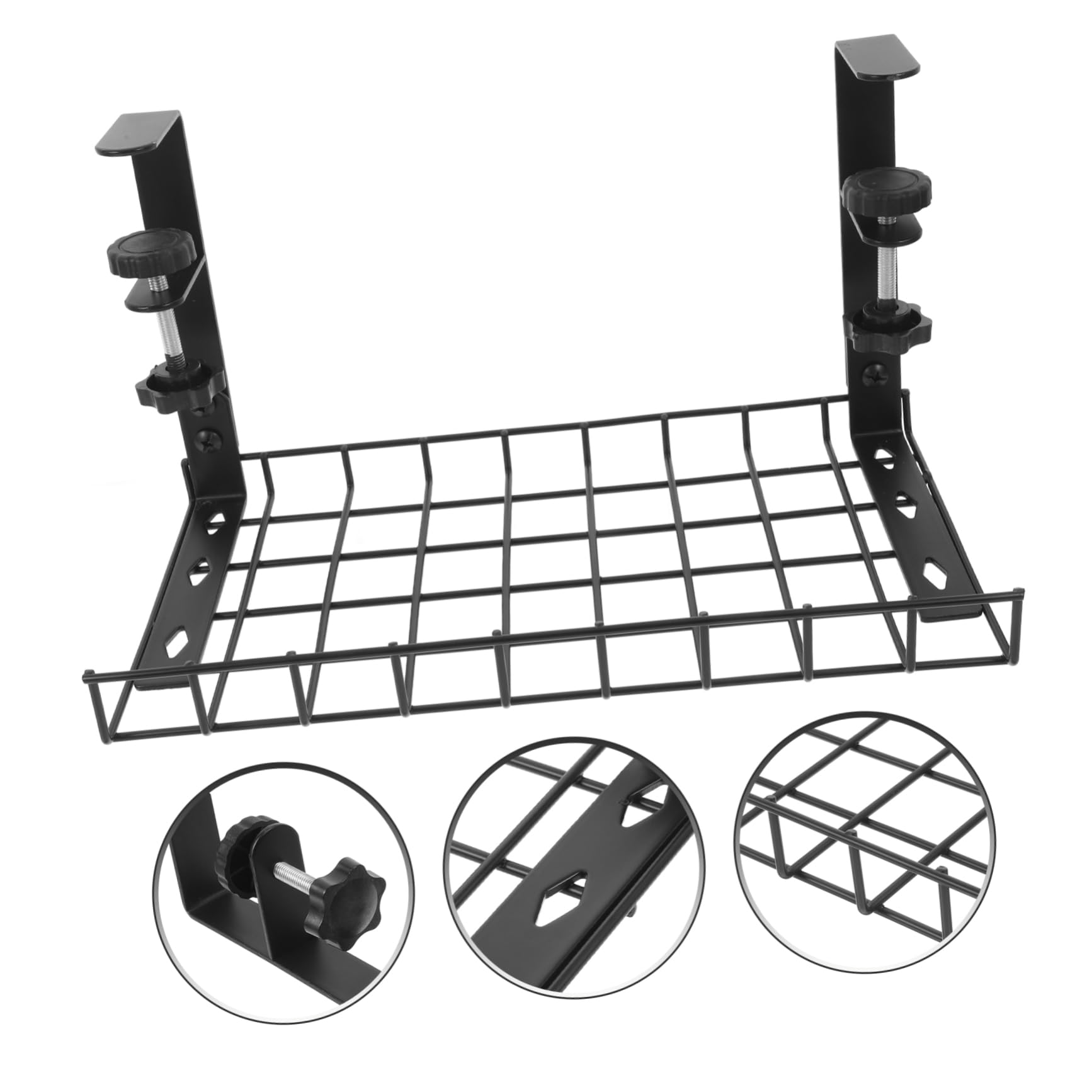 Organizador de Cables Debajo del Escritorio sin Taladro, Hierro Negro | Bandeja para Oficina y Gaming, Rango de Sujeción 1, 8-5, 7cm, Diseño Multifuncional de Gran Capacidad