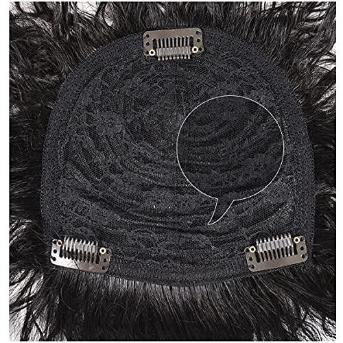 Human Hair Topper Curly Wavy Toupee With Bangs Clip In Hair Extensions Hairpieces Hair Replacement For Women (13×14, Brown) #TOP2
