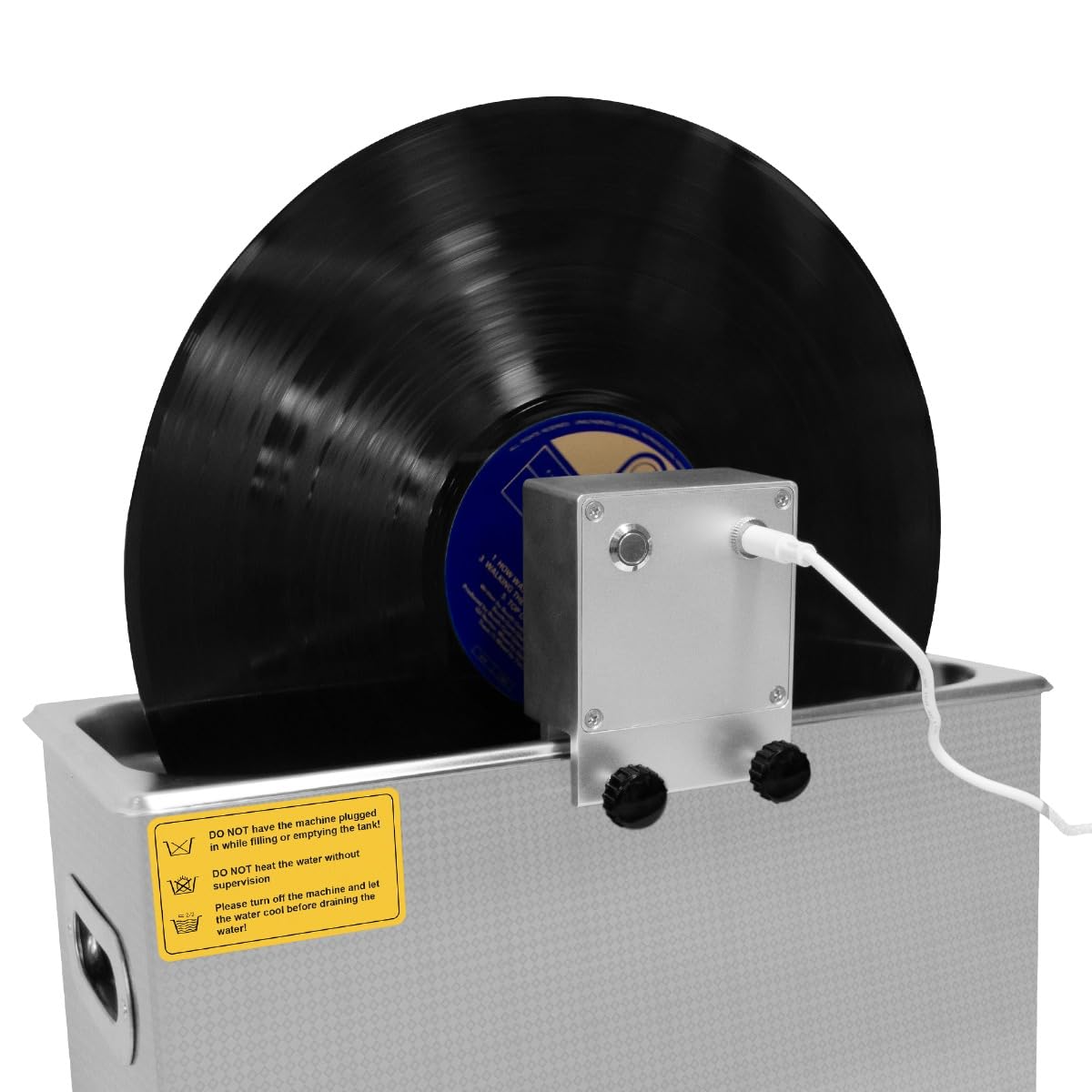 T-Mech Adattatore per vinile a ultrasuoni per la pulizia di dischi in vinile 1-5 x 33, 45, 78 Giri 15mm Spessore della fessura 10RVS al minuto 12V Alluminio anodizzato argento