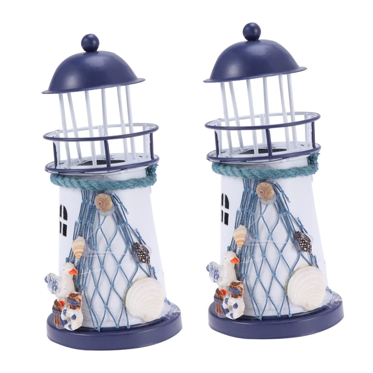 DECHOUS Pcs Lighthouse Decor Natical Marine Model Handmade Tealight Holder Nautical Fish Net Shell Buoy Mediterranean Style Home Ornament