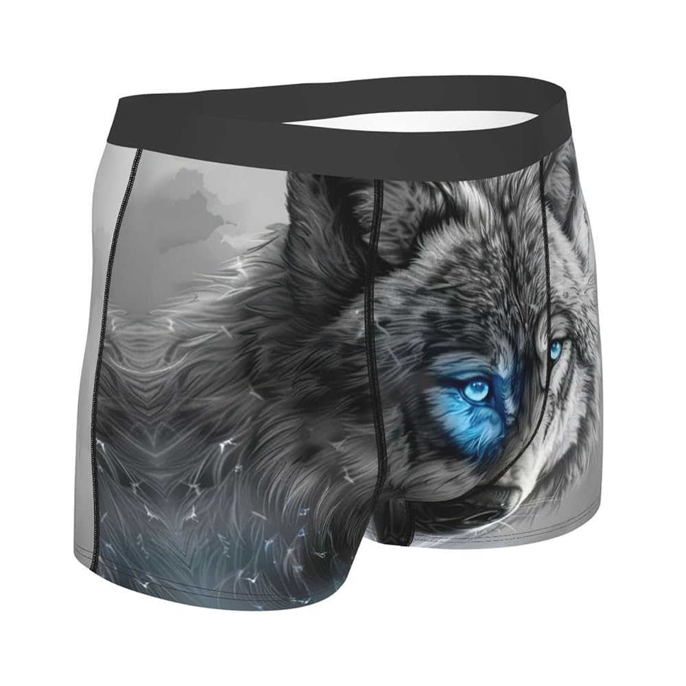 JIPOFD Blue Eyes Wolf Men's Boxer Briefs Cooling Breathable