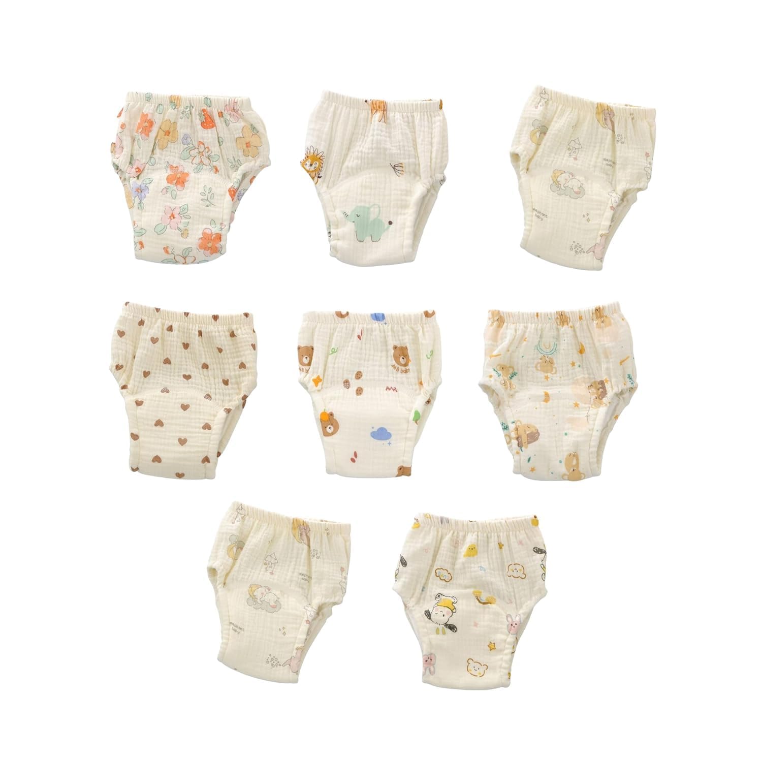 pilu Baby Training Dipar for Baby Boys & Girls Soft Cotton Reusable Potty Training Dipar Absorbent & Washable Baby Toilet Training Diapar (12-24 Months, 8, count)