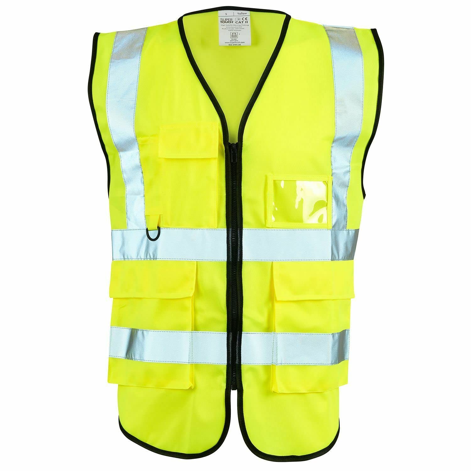 Hi Viz Executive Vests - Zip Fastening High Visibility Reflective Protective Safety Work Tops - Hi Vis Security Workwear Waterproof Vests (Yellow, X-Large)