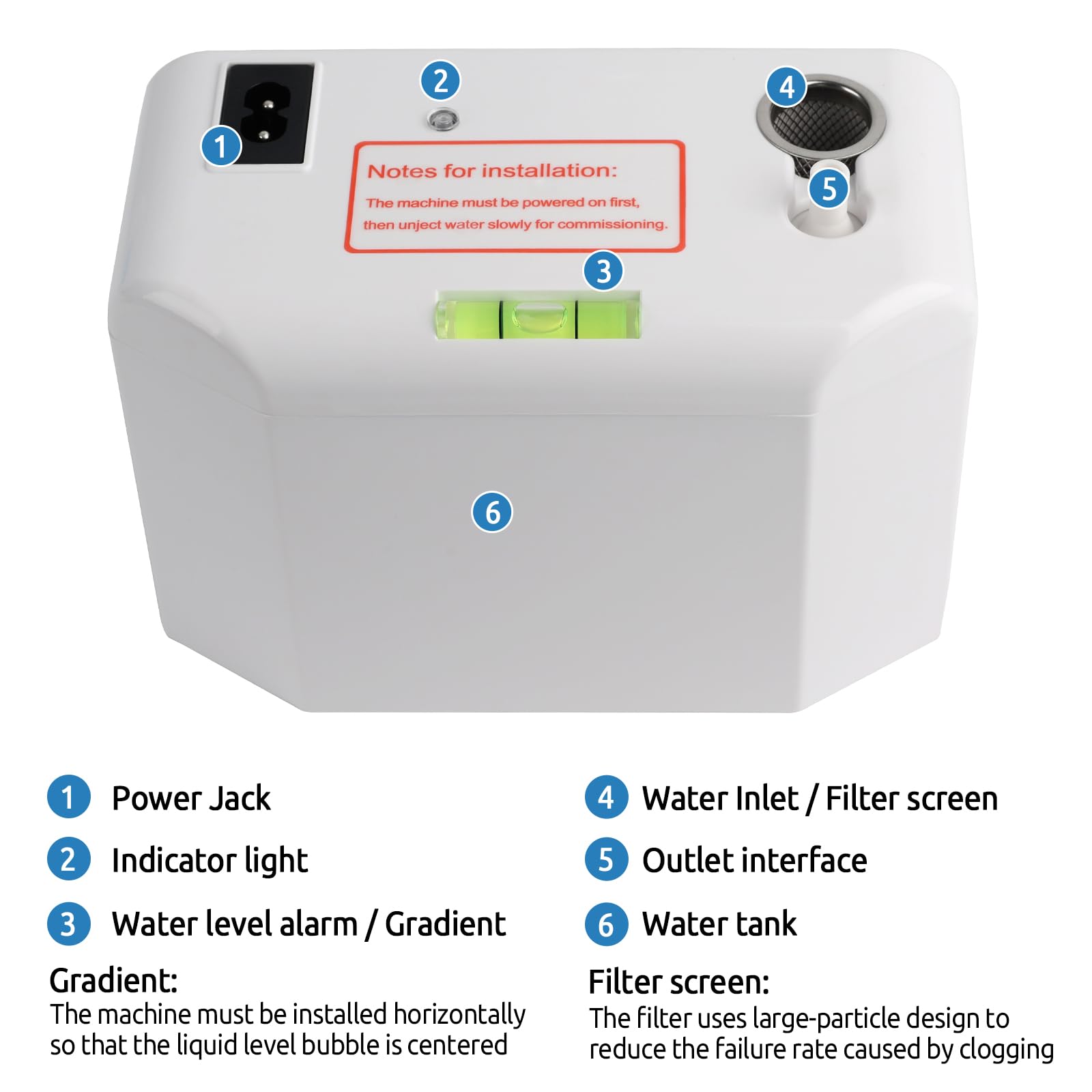 Bomba de Condensados Aire Acondicionado, Bomba de Condensado 24L/H, con Alarma ce Desbordamiento, Automática Silenciosa con Manguera ce 5m/Depósito ce Agua ce 200ml para Aires Acondicionados ce 8KW