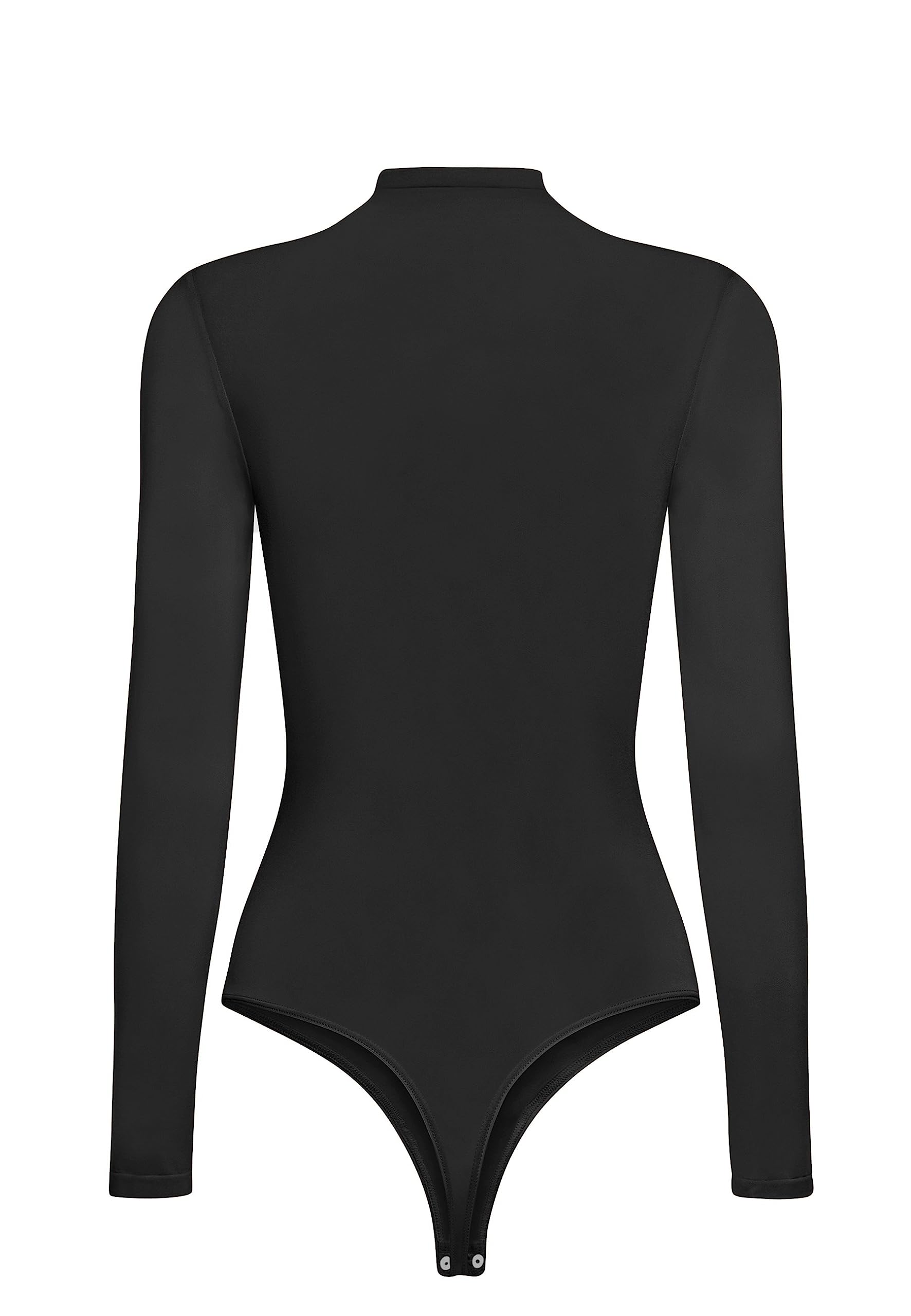 Wolford Buenos Aires - Body de manga larga para mujer, ajustado, cuello alto, sin costuras, de algodón, cierre a presión