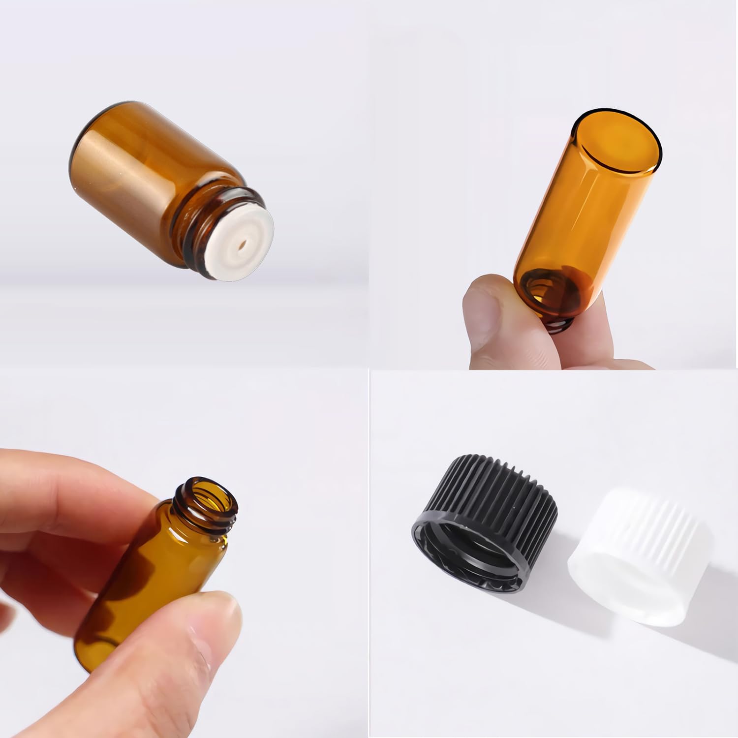 200 Piezas Rosa fuerte 2ml Botellas Vacías de Aceite Esencial de Vidrio con Tapón Gotero Negro Frascos de Vidrio de Muestra con Reductor de orificio para Cosmético, Aromaterapia, Viajes