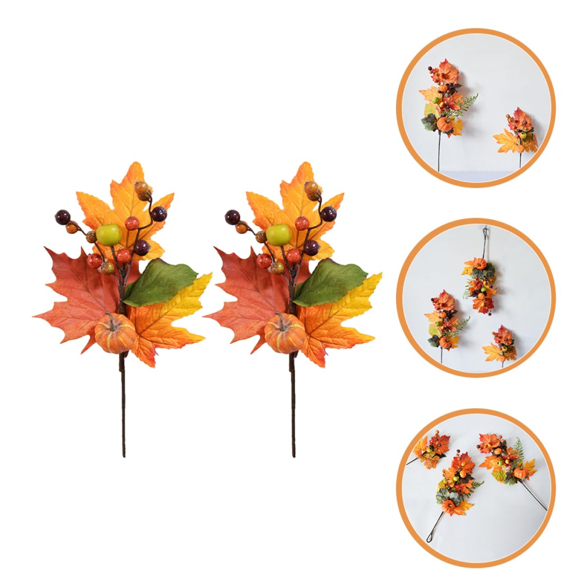 Gadpiparty Zweige Herbst 10 STK Faux-ahorn-kürbis Ahornblatt Fallen Künstlicher Kürbiszweig Ahornblatt-Bouquet Künstlicher Ahornblattzweig Thanksgiving-kürbiszweig Requisiten Seidenblume Herbst