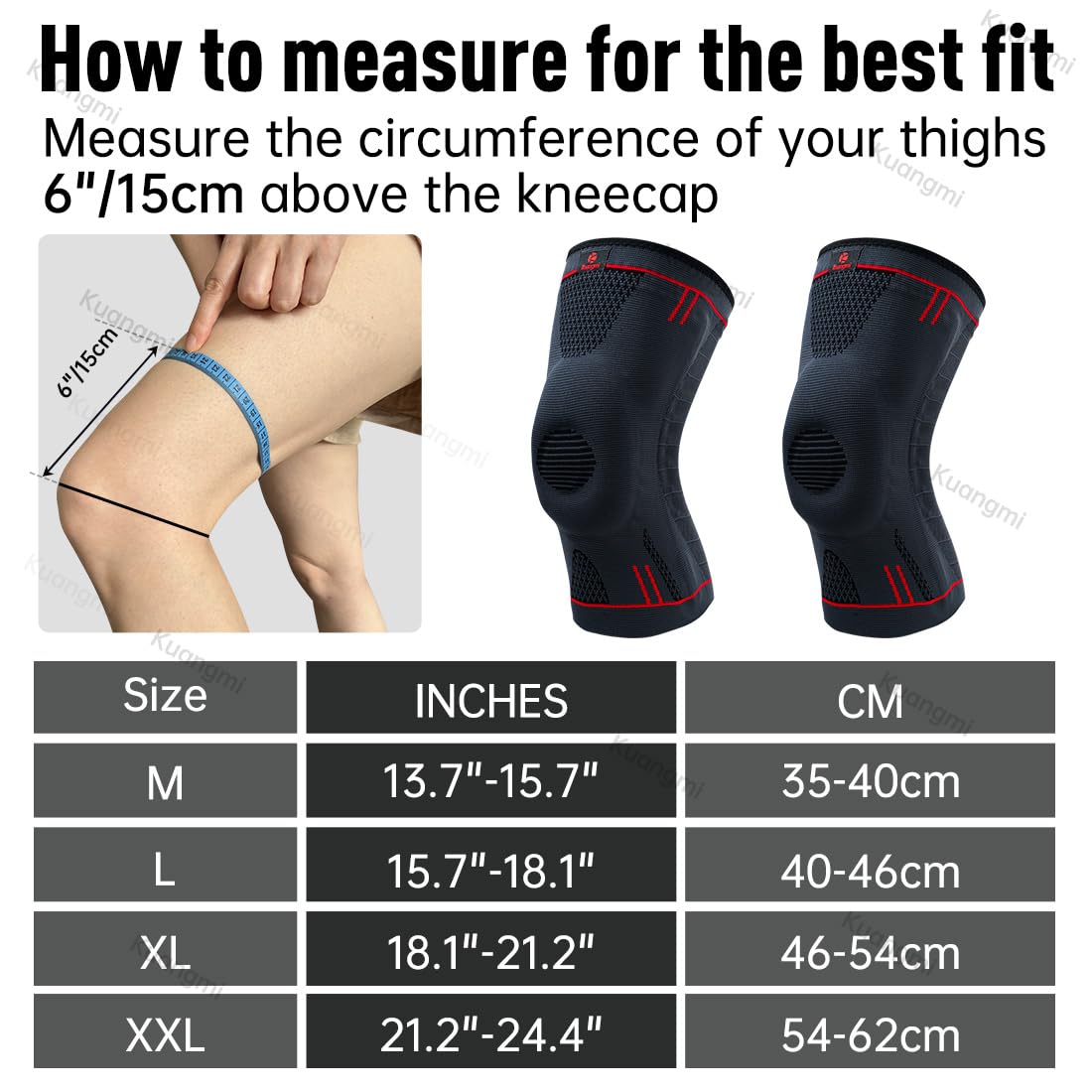 Kuangmi Ginocchiere sportive con cuscinetti in gel per rotula, stabilizzatori laterali, ginocchiere mediche per corsa, menisco, ACL, sollievo dal dolore articolare (Upgraded Blue-Gen2, M)