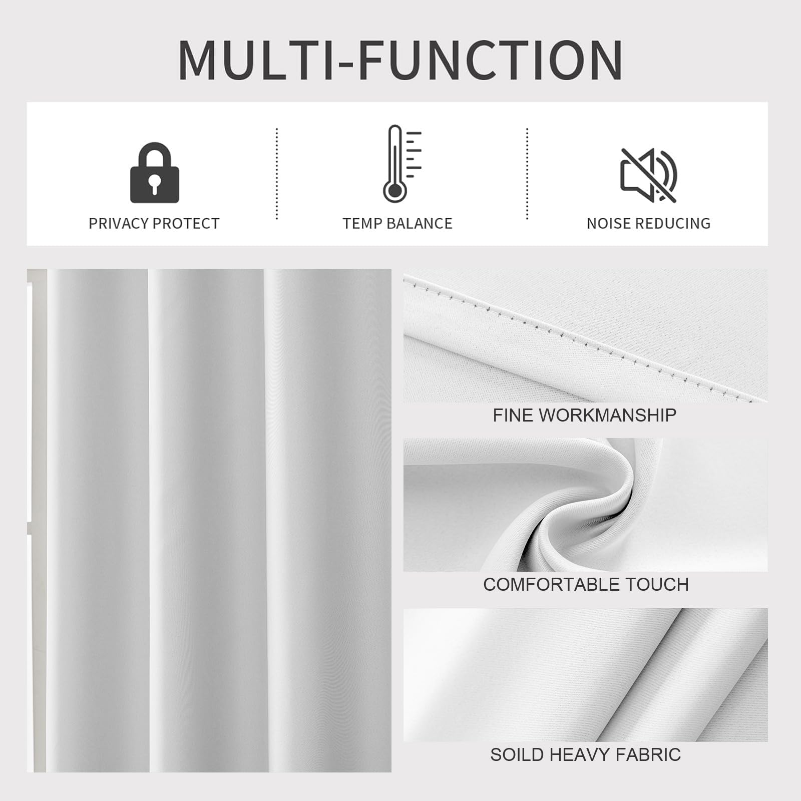 Ystyle Tende Oscuranti Per Interni 2 Pezzi, 140x260cm, Tende Camera Da Letto Moderne Con Anelli, Tende Da Esterno Impermeabile, Tenda Termica Isolante Freddo Per Soggiorno Cameretta, Bianco