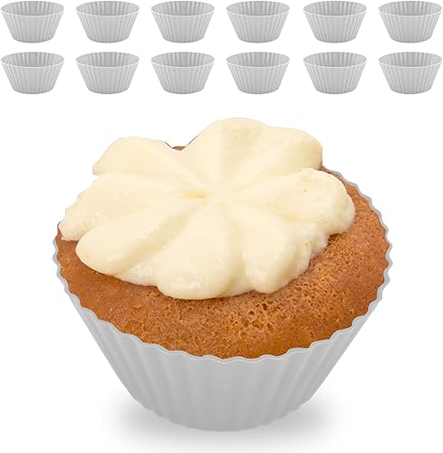 Forros de silicona para cupcakes, paquete de 12 forros de silicona para magdalenas, tazas de silicona para hornear, forros reutilizables para