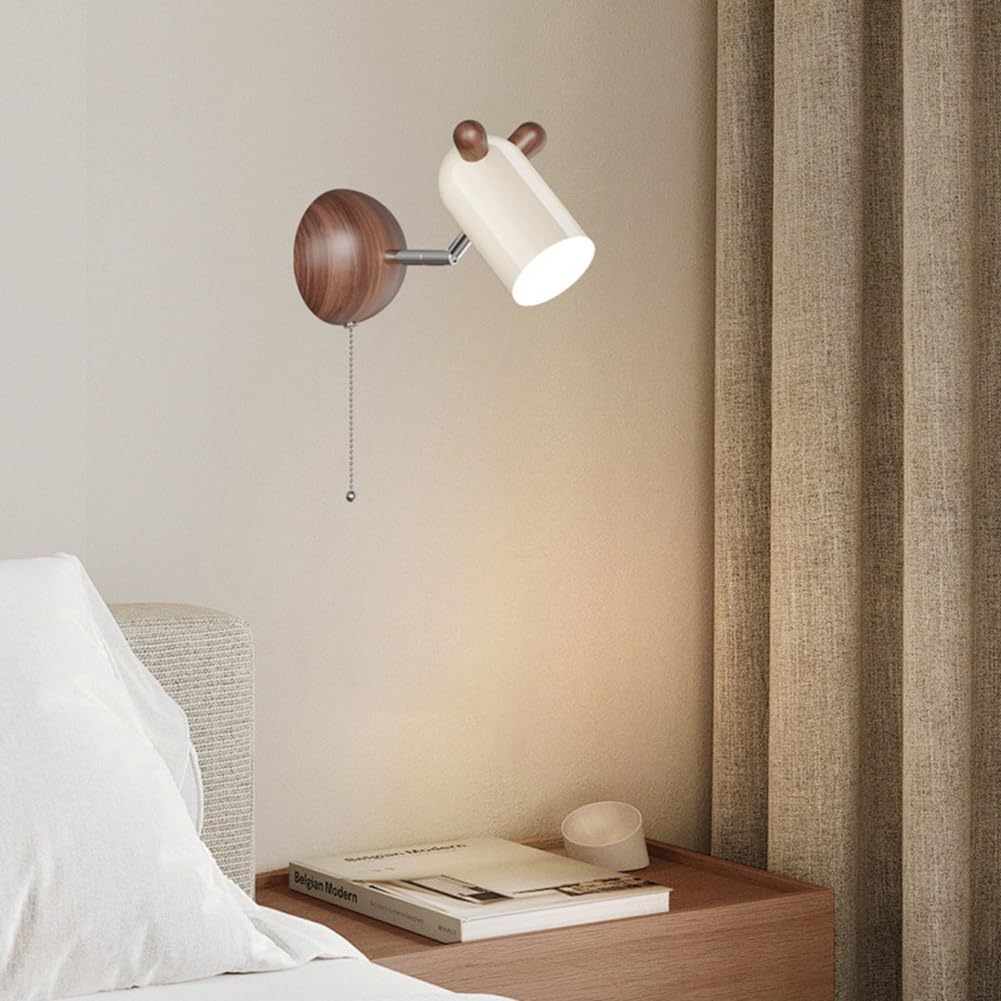 Lámpara LED Ajustable Lámpara para Habitación Infantil Luz Giratoria Decoración de Ciervo Luz de Pared con Interruptor Animales de Dibujos Animados Luminaria Infantil Aplique Giratorio Luminaria