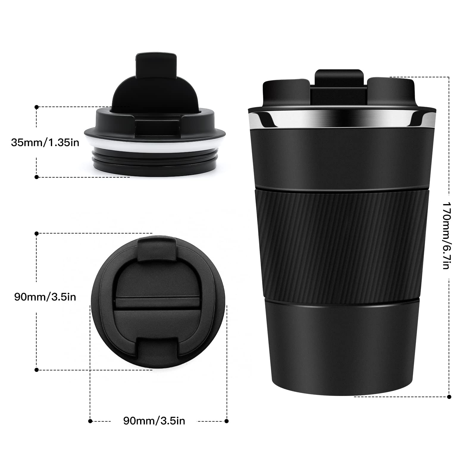 HYDRATE Reiskoffiemok, herbruikbare koffiebeker met lekvrij deksel, meerdere kleuren, roestvrijstalen thermische mok voor warm en koud, 340 ml geïsoleerde koffiemok voor mannen, vrouwen en volwassenen HYDRATE Reiskoffiemok, herbruikbare koffiebeker met lekvrij deksel, meerdere kleuren, roestvrijstalen thermische mok voor warm en koud, 340 ml geïsoleerde koffiemok voor mannen, vrouwen en volwassenen