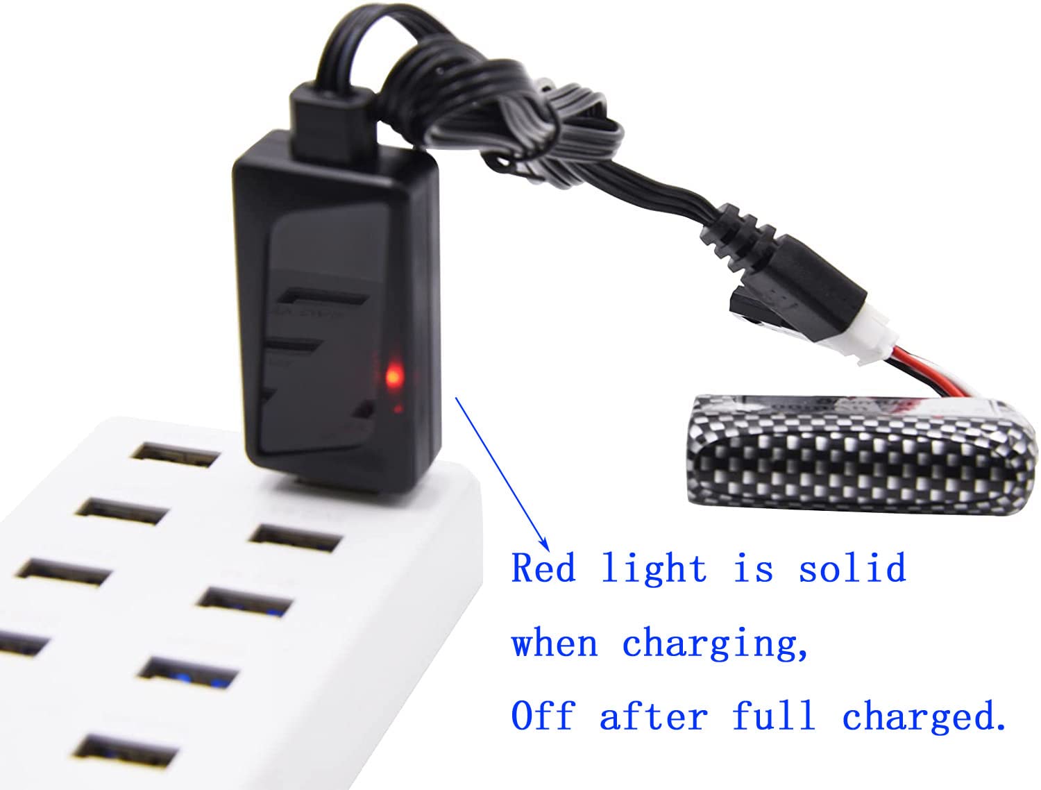 Nuofany 3Packs 7.4V 2S LiPo Battery USB Charger Cable 1A Fast Charging With XH-3