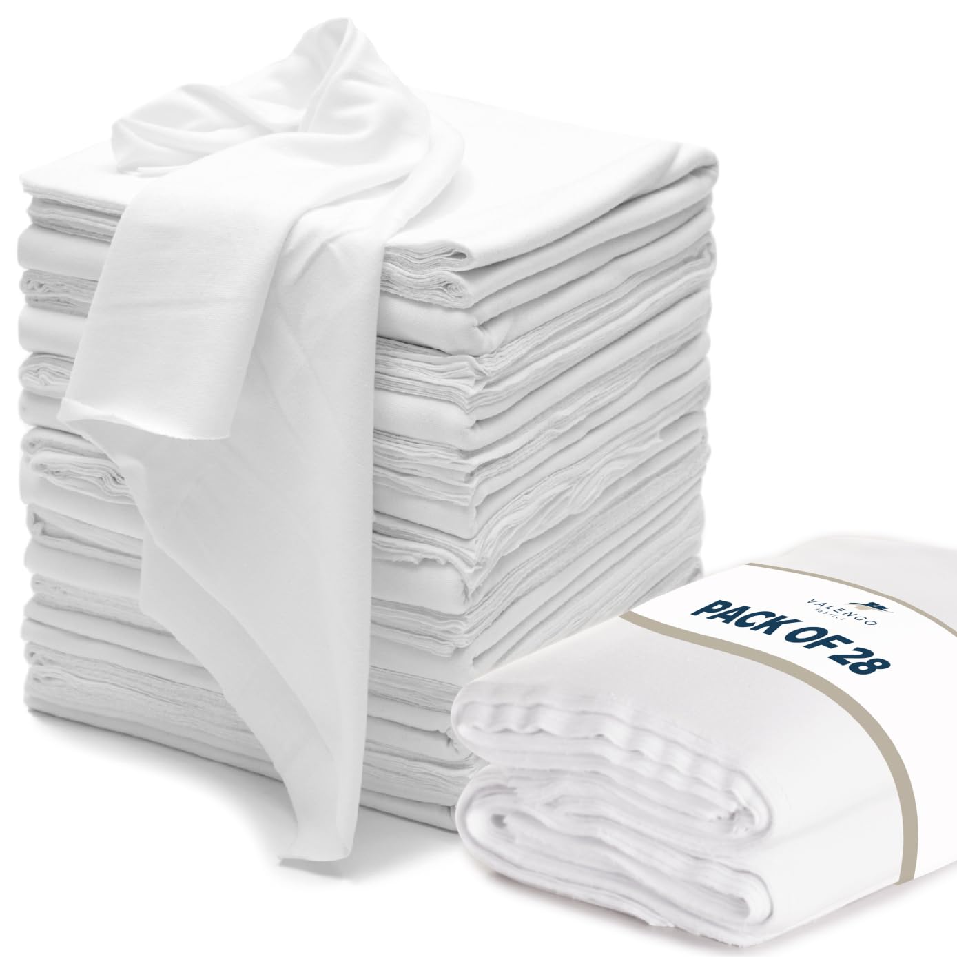 VALENGO Lint Free Cotton Cloth Rags, Soft Tshirt Rags for Staining Wood, Cast Iron, Cleaning, Dusting, Polishing, Painting Art - Pack of 28 (17”x17”)