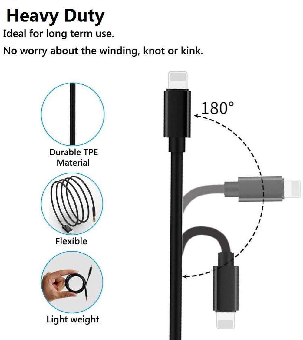 Apple MFi Certified Aux Cord for iPhone, 2 Pack Lightning to 3.5mm Headphone Jack AUX Audio Adapter Male Car Stereo Cable for iPhone 14 13 12 11 XS XR X 8 7 to Car Home Stereo/Headphone/Speaker, Black Black/2 Pack image 5 of 7 B0D3F3KCW7