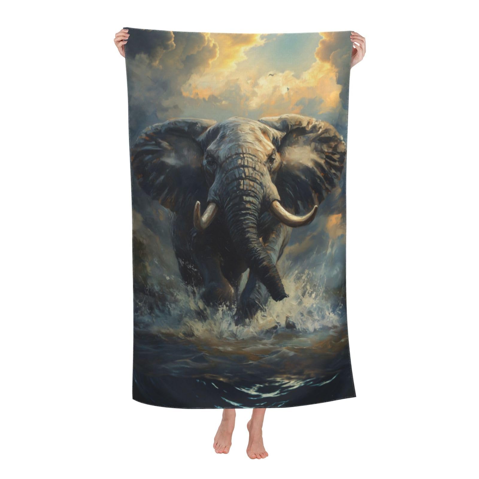 HLBSDM Elephant Beach Towel 31inx51in Animal Wildlife Sand Free Microfiber Bath Towel Ultra Soft Quick Dry Pool Towel Absorbent Towel Lightweight Towel for Swimming Bathroom Decor