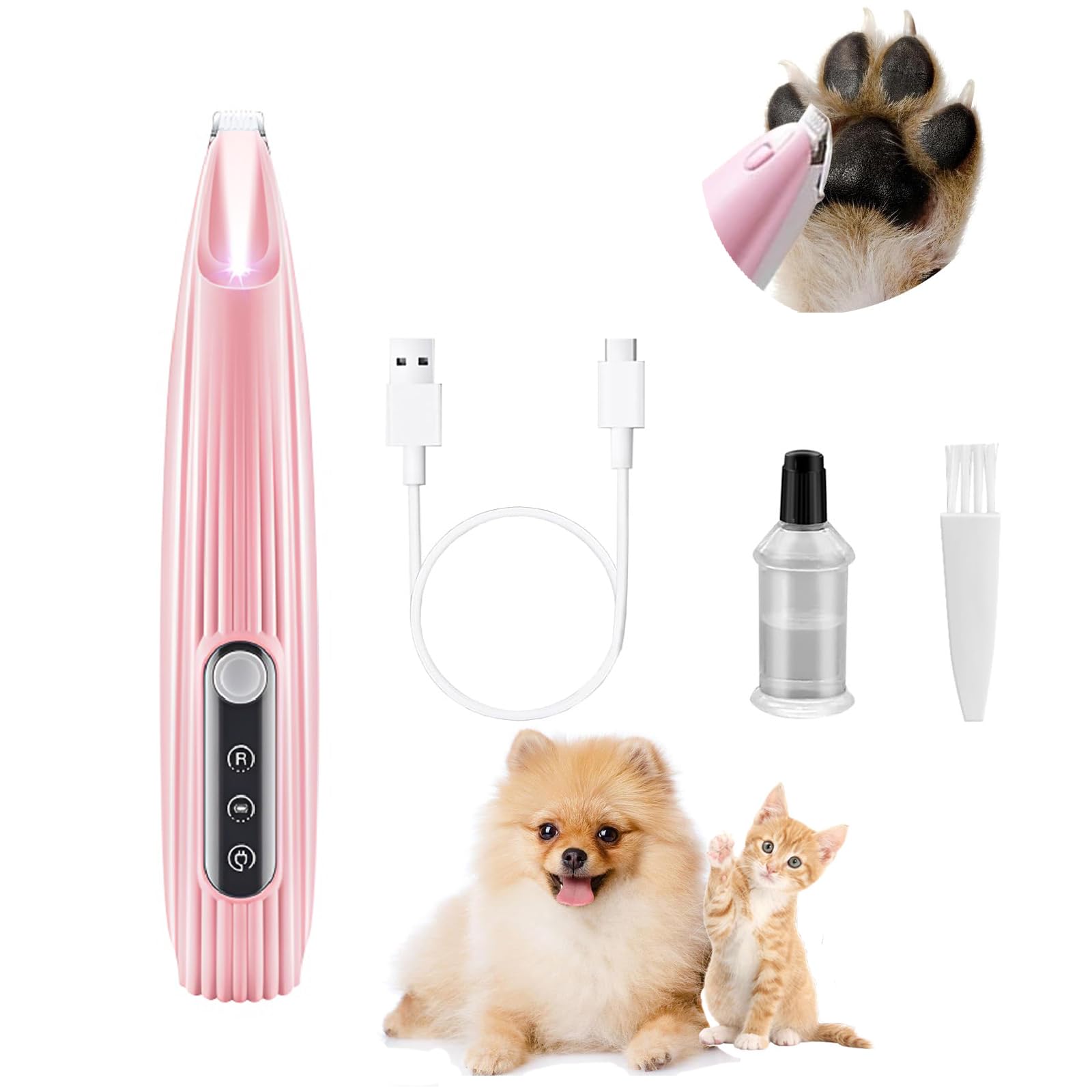 Upgraded Dog Paw Trimmer,Waterproof Rechargeable Pet Shaver(LED + Display),10MM Low Noise Blade for Dogs/Cats Paws Eyes Ears