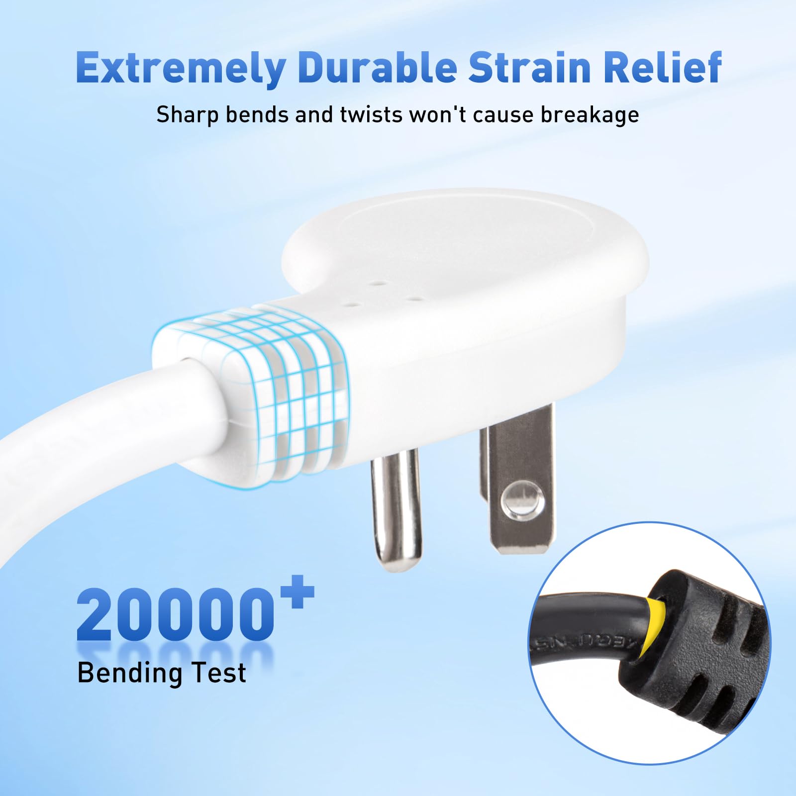 POWERCORDS Kabel zasilający do komputera 1,8 m 90 stopni płaska wtyczka pod kątem prostym IEC C13 uniwersalny przewód zasilający PC 16AWG kątowy przewód zasilający AC